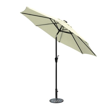Jeco 9 ft. Aluminum Umbrella with Crank & Solar Guide Tubes - Black Pole & Tan Fabric OF-UB101